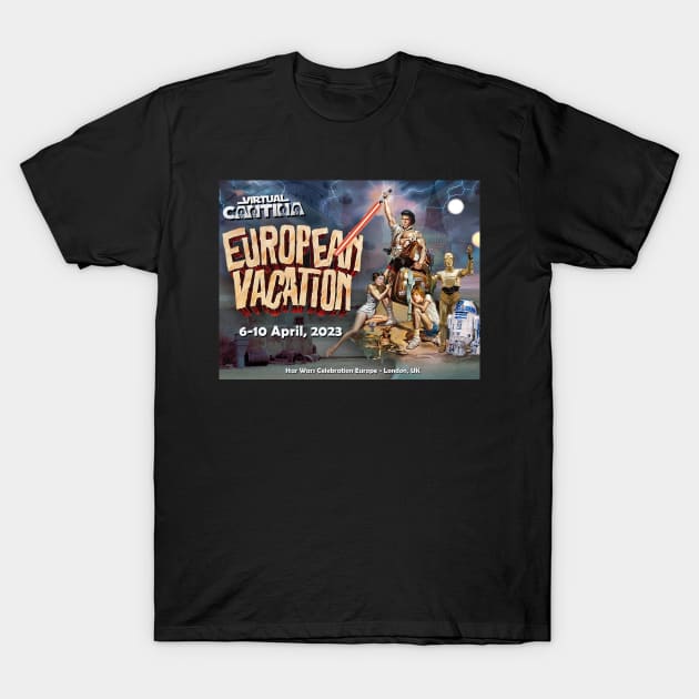 VC European Vacation Postcard T-Shirt by Virtual Cantina 